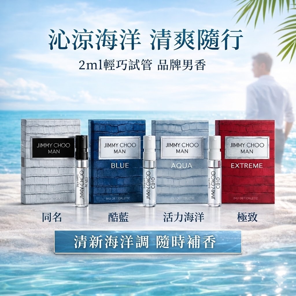Jimmy Choo 男士香水試管小樣 2ml （/酷藍/活力海洋/極致）