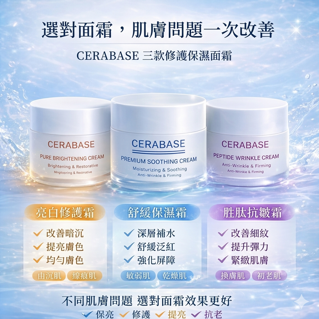 韓國 CERABASE 修護保濕面霜 50ml｜亮白/舒緩/抗皺｜ 臉部乳液 保濕修護 敏感肌推薦 睡前保養