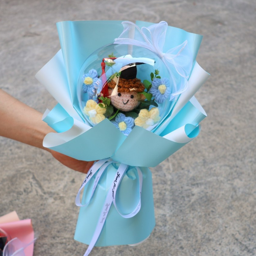 台灣現貨【波波球畢業花束】30cm畢業女孩男孩祝福花禮 畢業季送禮 典禮合照 櫥窗提袋燈串可選 拍照打卡紀念擺飾