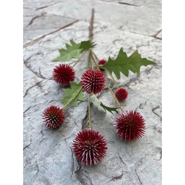 台灣現貨【仿真蔥球插枝】7叉球狀毛球花立體感配花 花束插花桌花瓶插佈置 單支 新年佈置 花藝材料