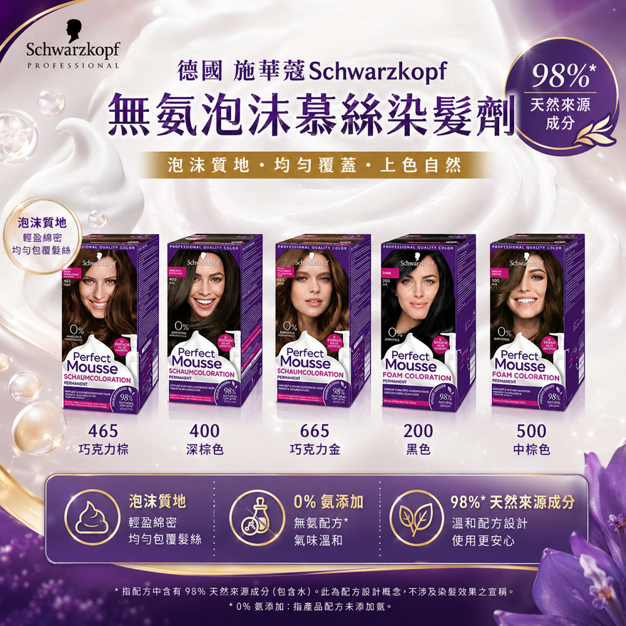 德國 施華蔻Schwarzkopf 無氨泡沫慕絲染髮劑