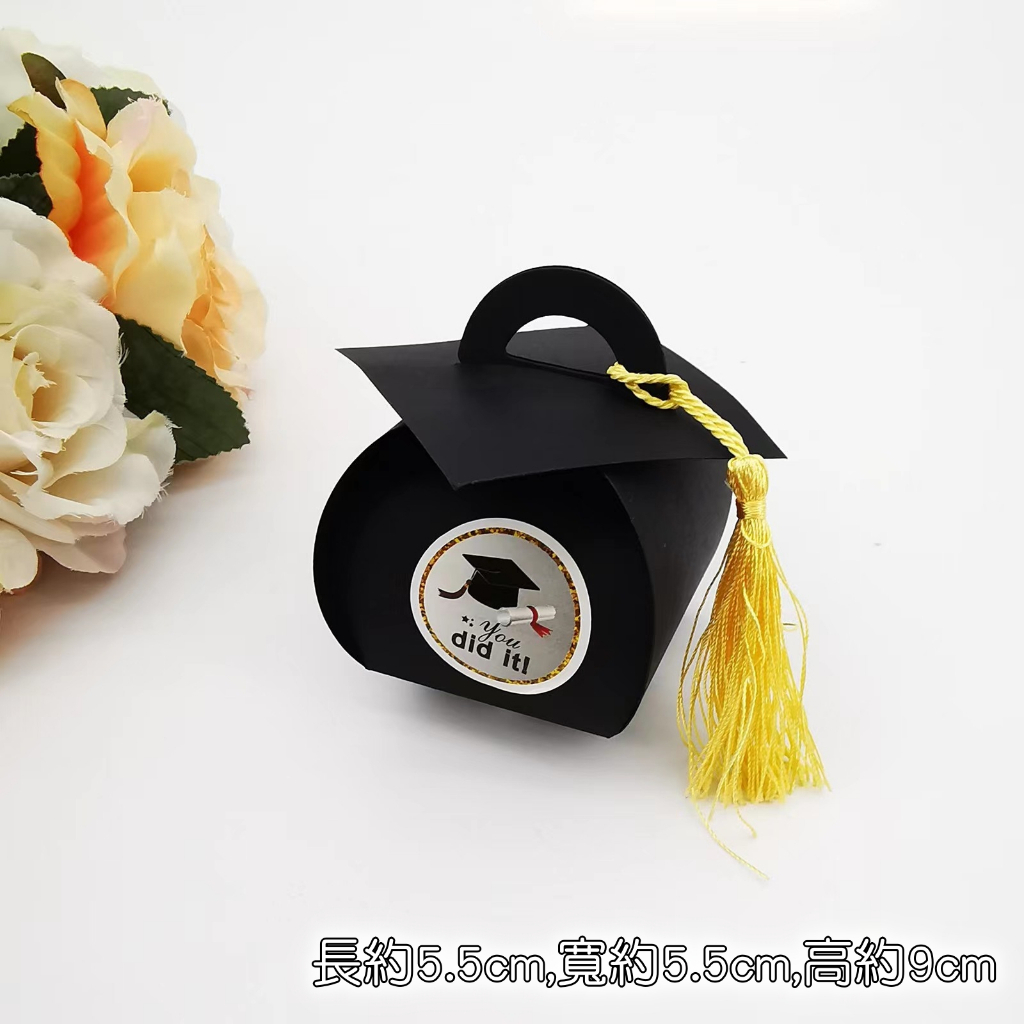 9cm黑色博士帽+白貼紙（１組５入）