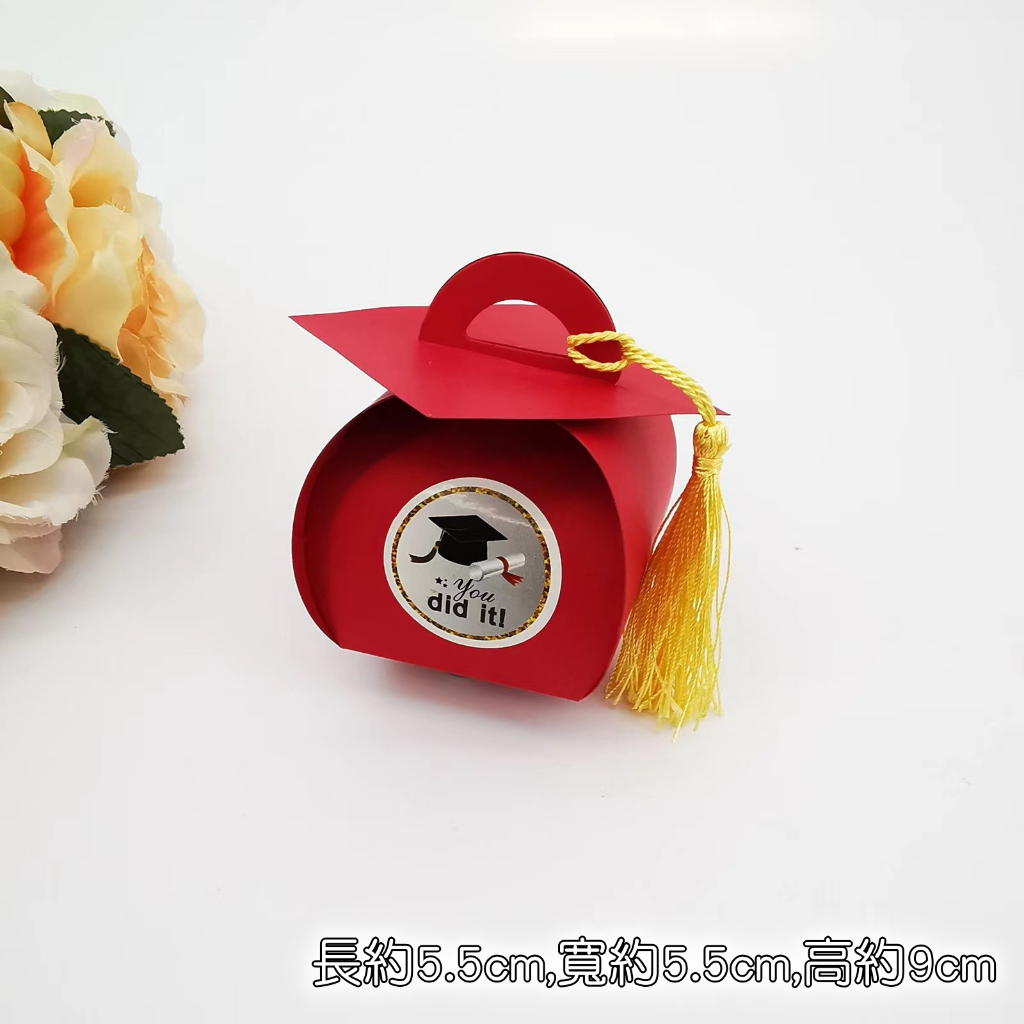 9cm紅色博士帽+白貼紙（１組５入）