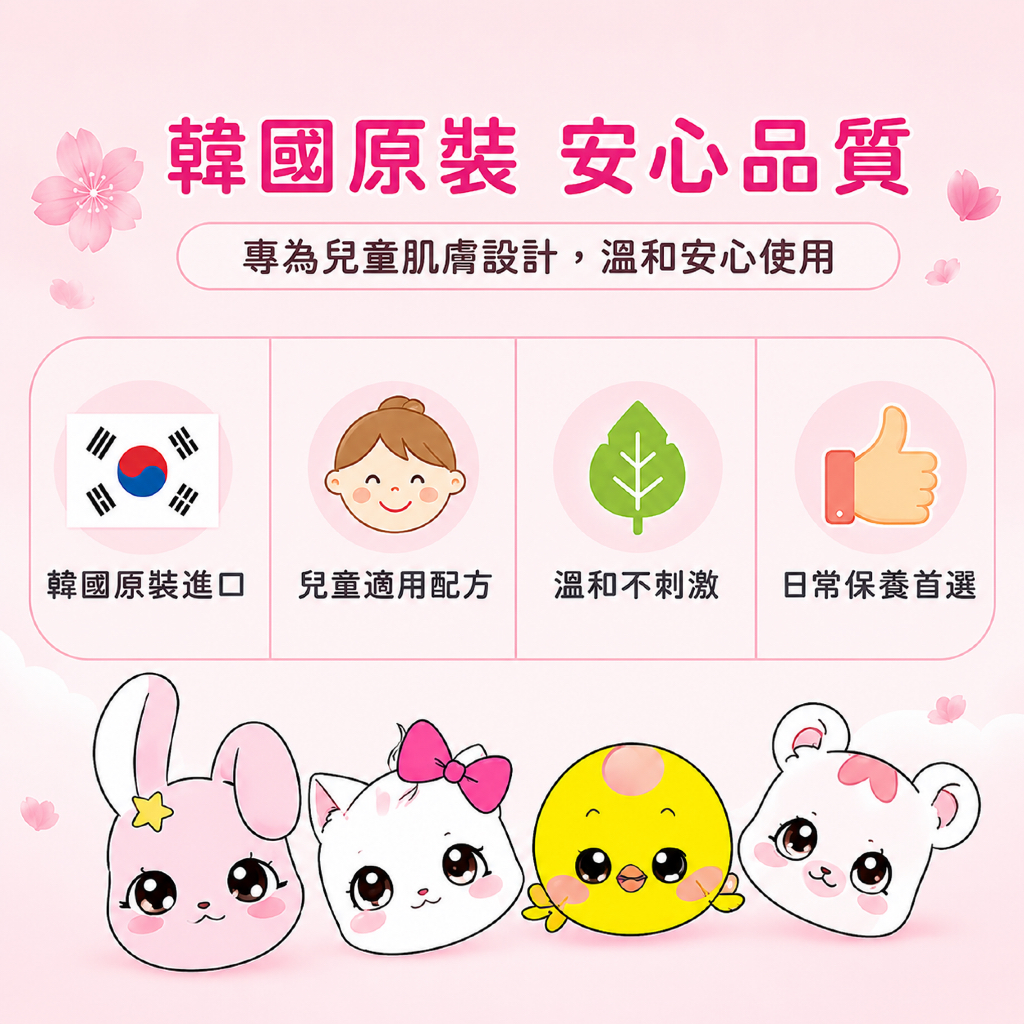 Tomini 水潤朋友兒童保濕面膜15g×5片／盒兒童保養 兒童護膚 兒童補水 兒童保濕 親子保養 韓國兒童面膜