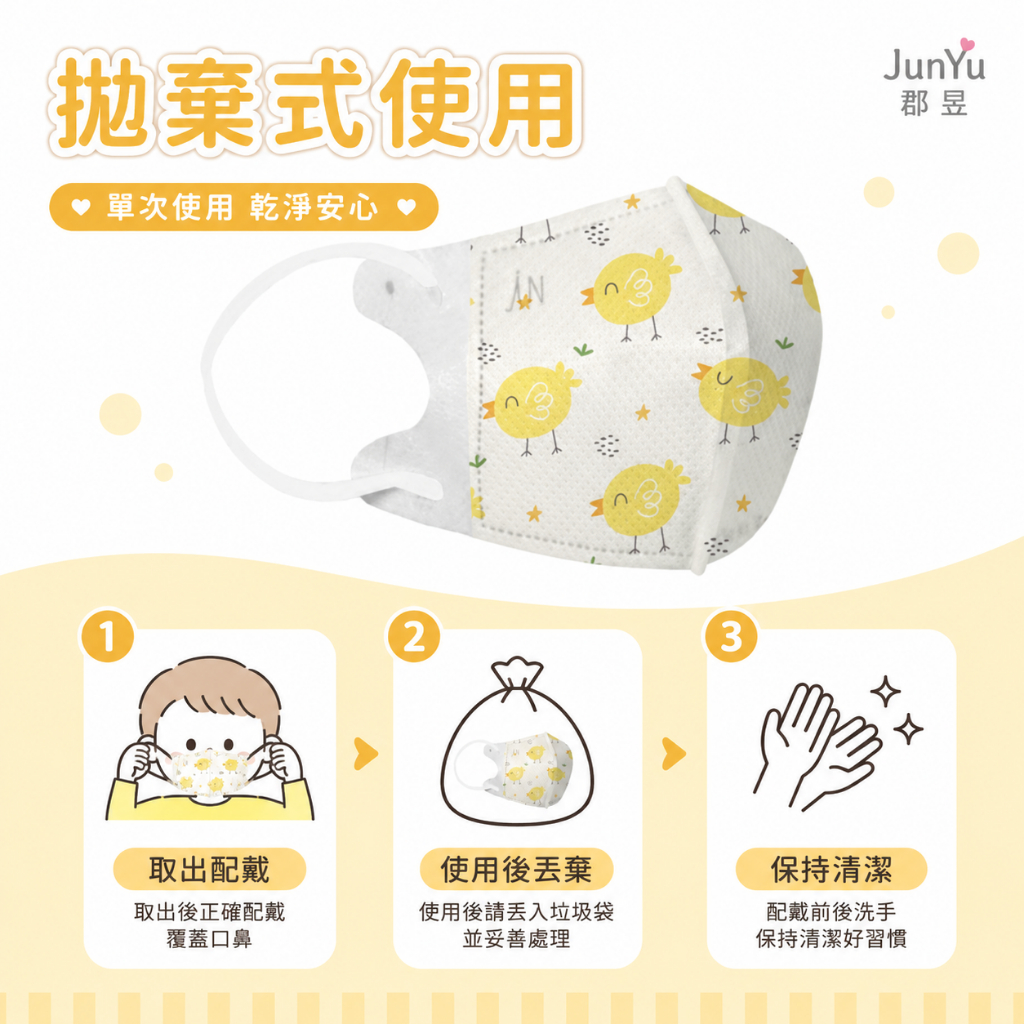 JunYu郡昱｜兒童3D醫療口罩(0-1Y)