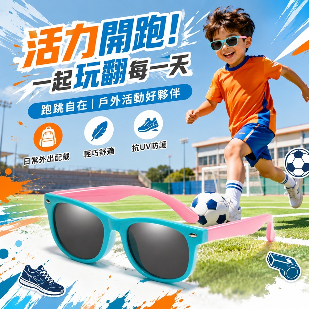 SOMNIUMBEBE 兒童用UV太陽眼鏡 + 硬殼眼鏡盒 (藍粉 /薄荷粉)
