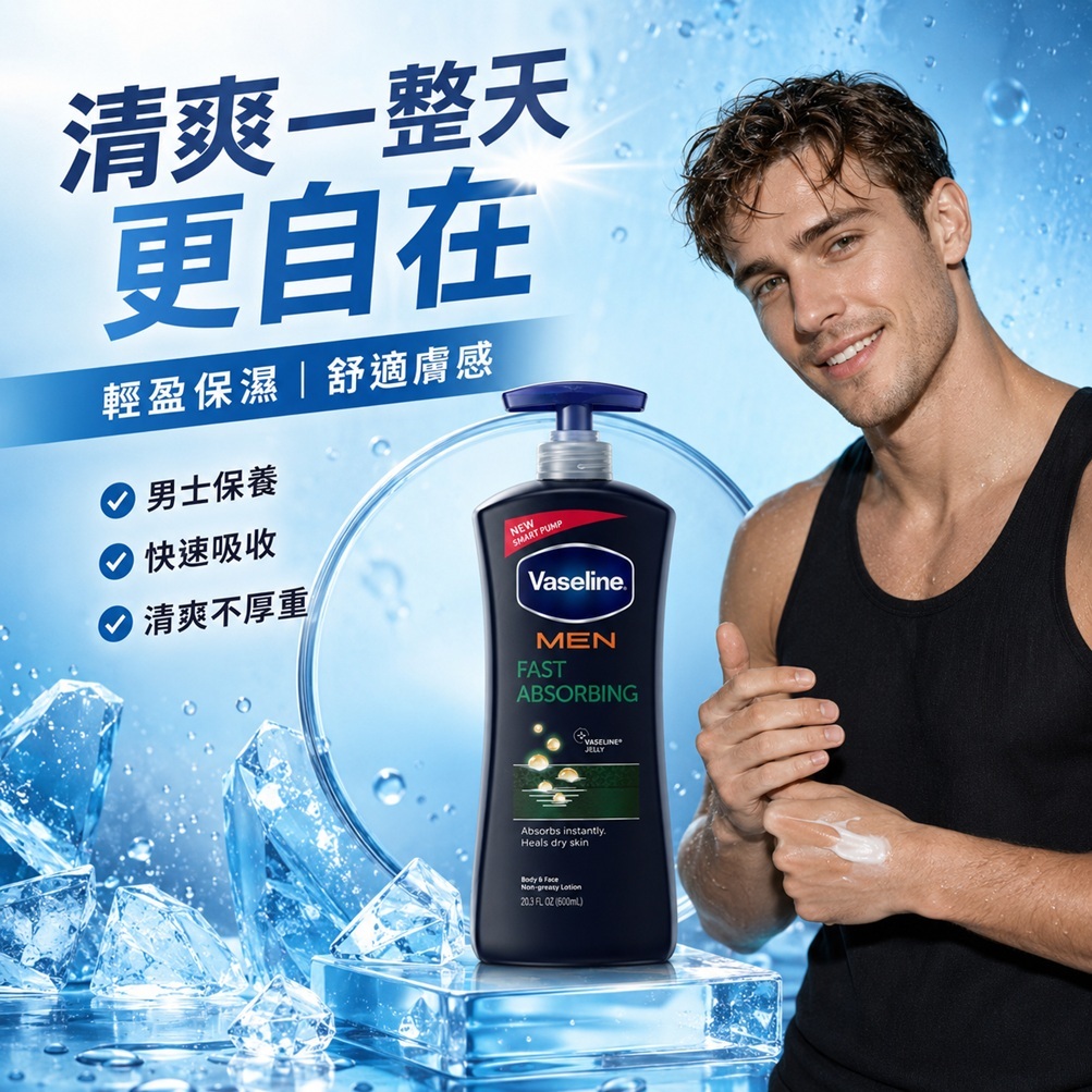 Vaseline 凡士林 Intensive Care 男保濕身體乳液(600ml)