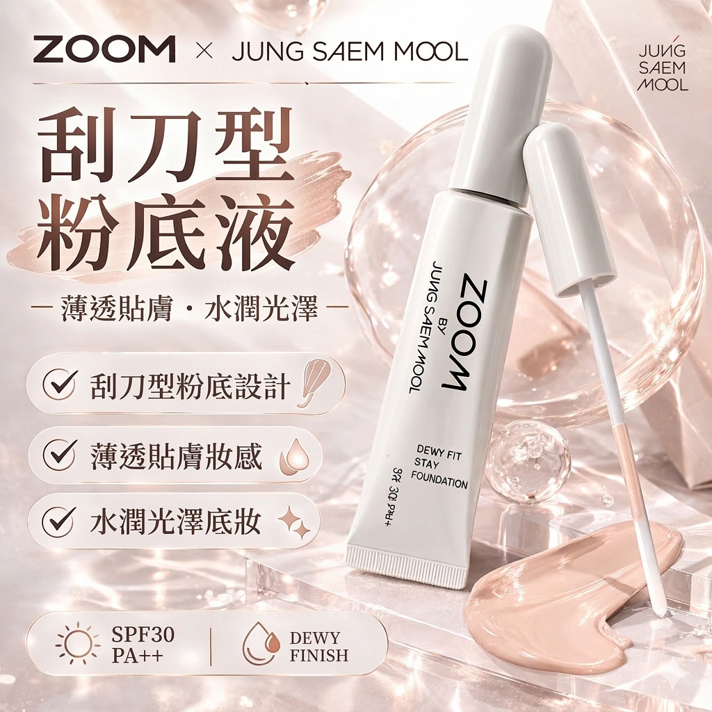 ZOOM BY JUNG SAEM MOOL 刮刀粉底液 25ml 柔霧 / 水潤 刮刀型粉底 鄭瑄茉粉底液 懶人上妝