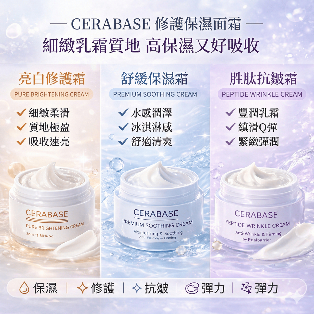 韓國 CERABASE 修護保濕面霜 50ml｜亮白/舒緩/抗皺｜ 臉部乳液 保濕修護 敏感肌推薦 睡前保養