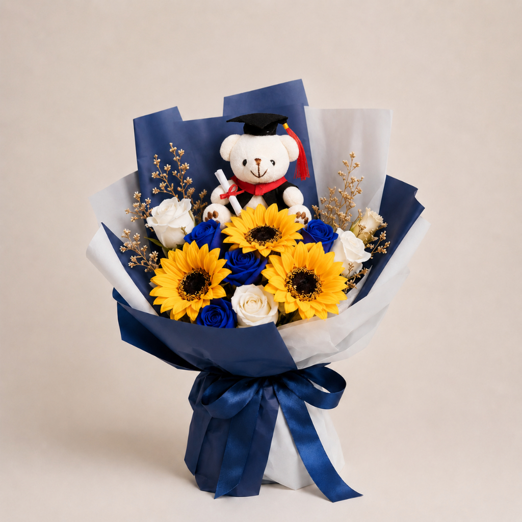 台灣現貨【畢業坐熊花束合集】15~35cm香皂花向日葵玫瑰康乃馨合集 畢業季 畢業熊 畢業花束 向日葵花束 香皂花束