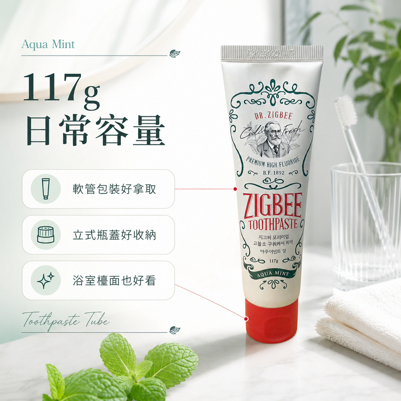 韓國 ZIGBEE 強效防蛀高含氟專業護理牙膏 117g/支