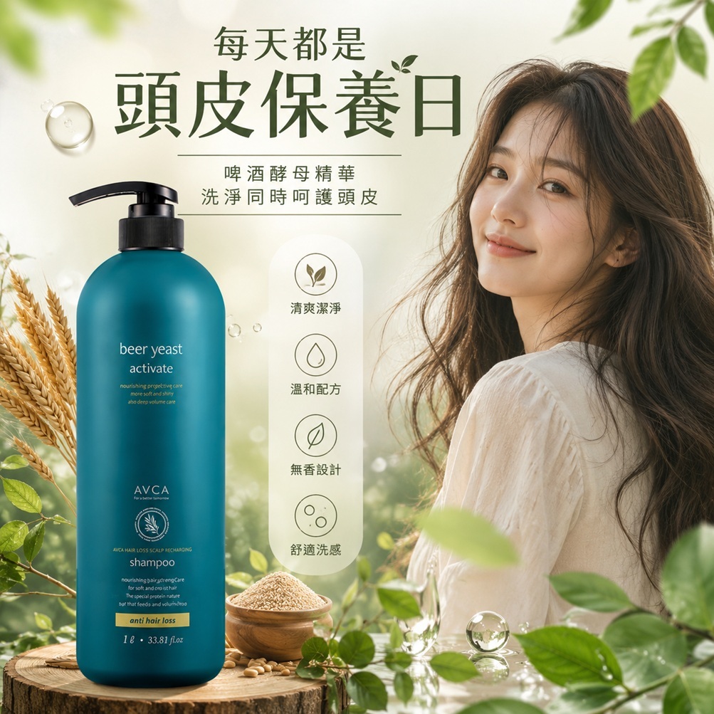 AVCA 啤酒酵母頭皮護理健髮洗髮精(1L /無香)
