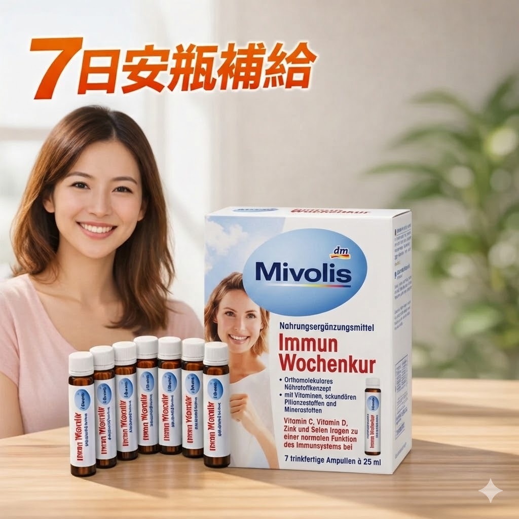 德國Mivolis 7日營養安瓶飲 含維他命C D 鋅 硒 每日營養補給 即開即飲 隨身便利 液態營養 7入裝