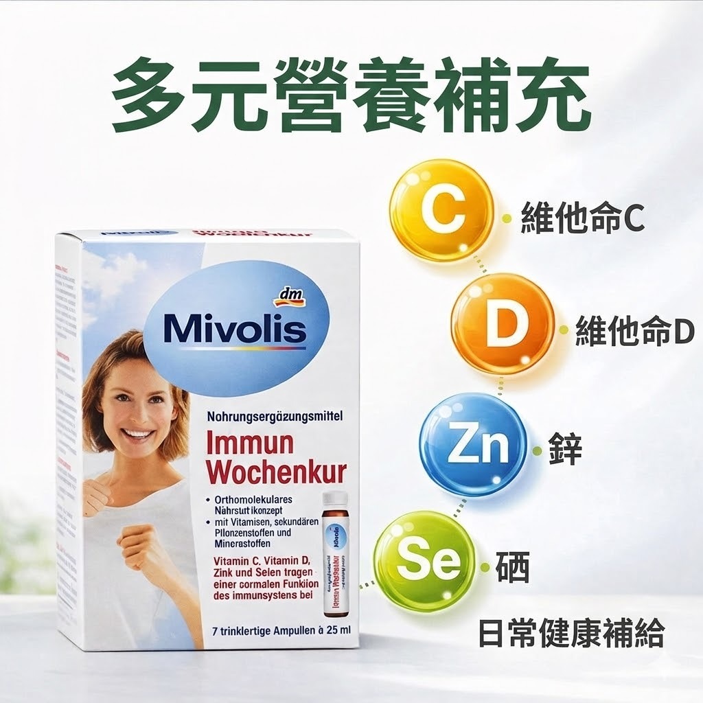 德國Mivolis 7日營養安瓶飲 含維他命C D 鋅 硒 每日營養補給 即開即飲 隨身便利 液態營養 7入裝