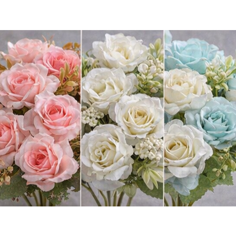台灣現貨【仿真玫瑰把束】30cm鑽石玫瑰婚禮花牆花環門楣插花 攝影布景 空間佈置裝飾花材 花藝材料