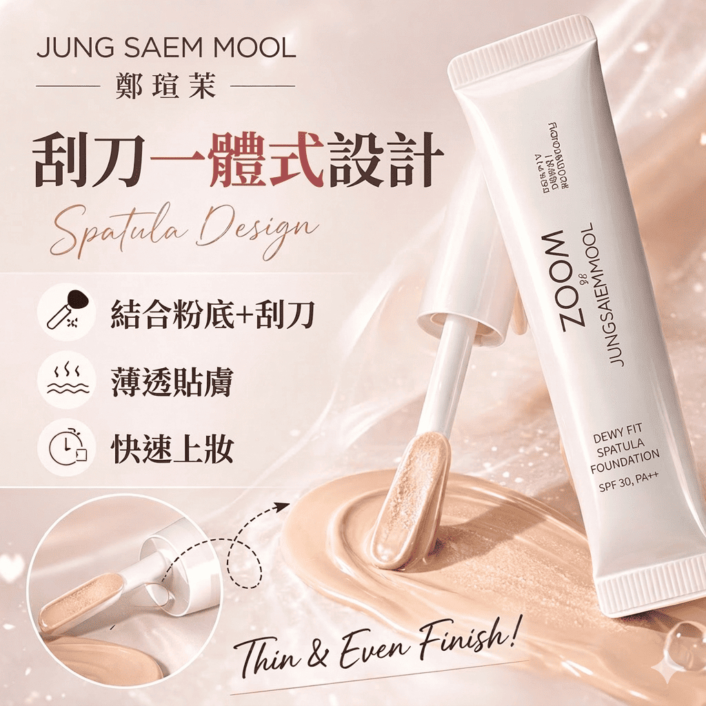 ZOOM BY JUNG SAEM MOOL 刮刀粉底液 25ml 柔霧 / 水潤 刮刀型粉底 鄭瑄茉粉底液 懶人上妝