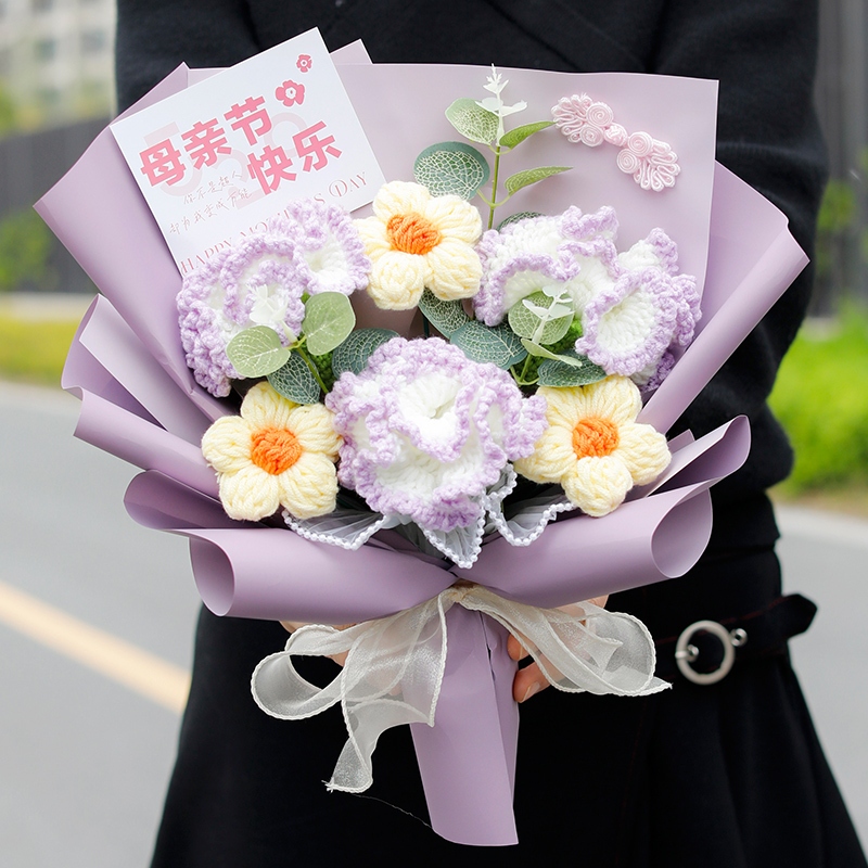 35cm六朵康乃馨雛菊花束(紫)