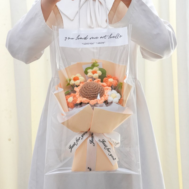 台灣現貨【向日葵雛菊花束】25cm針織向日葵雛菊花禮 畢業季生日禮物 櫥窗提袋燈串 畢業花束 謝師禮物