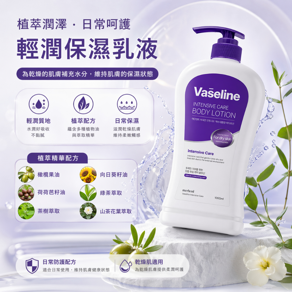 merhent vaseline 凡士林加強版保濕身體乳 1L
