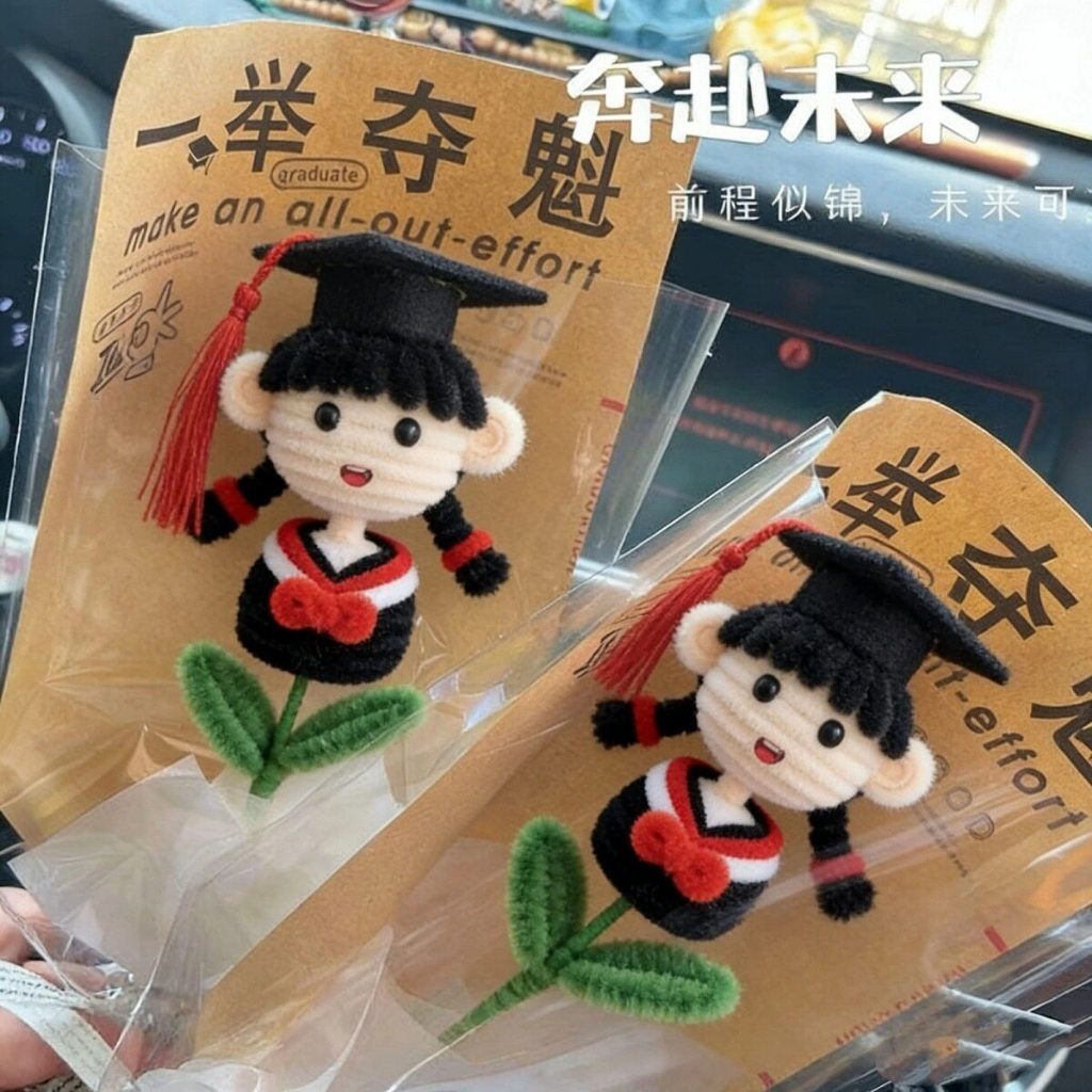 台灣現貨【一舉奪魁畢業花束】針織男孩女孩花套祝福花禮 畢業季送禮 典禮合照 拍照打卡 同學朋友紀念擺飾 台灣現貨