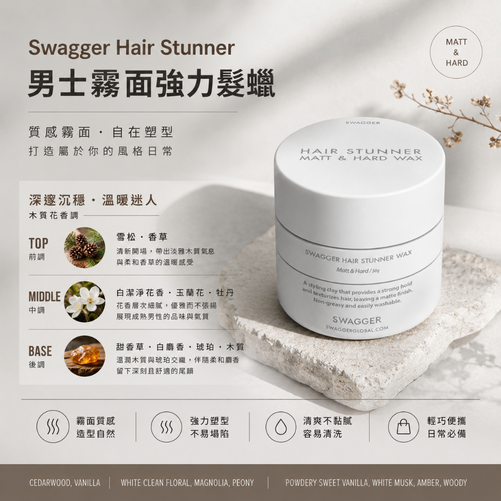 韓國 Swagger Hair Stunner 男士霧面強力髮蠟 50g