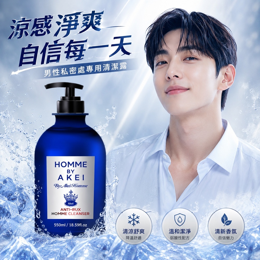 AKEI Homme Anti-Lux 多合一清涼男性私密處清潔液 550ml