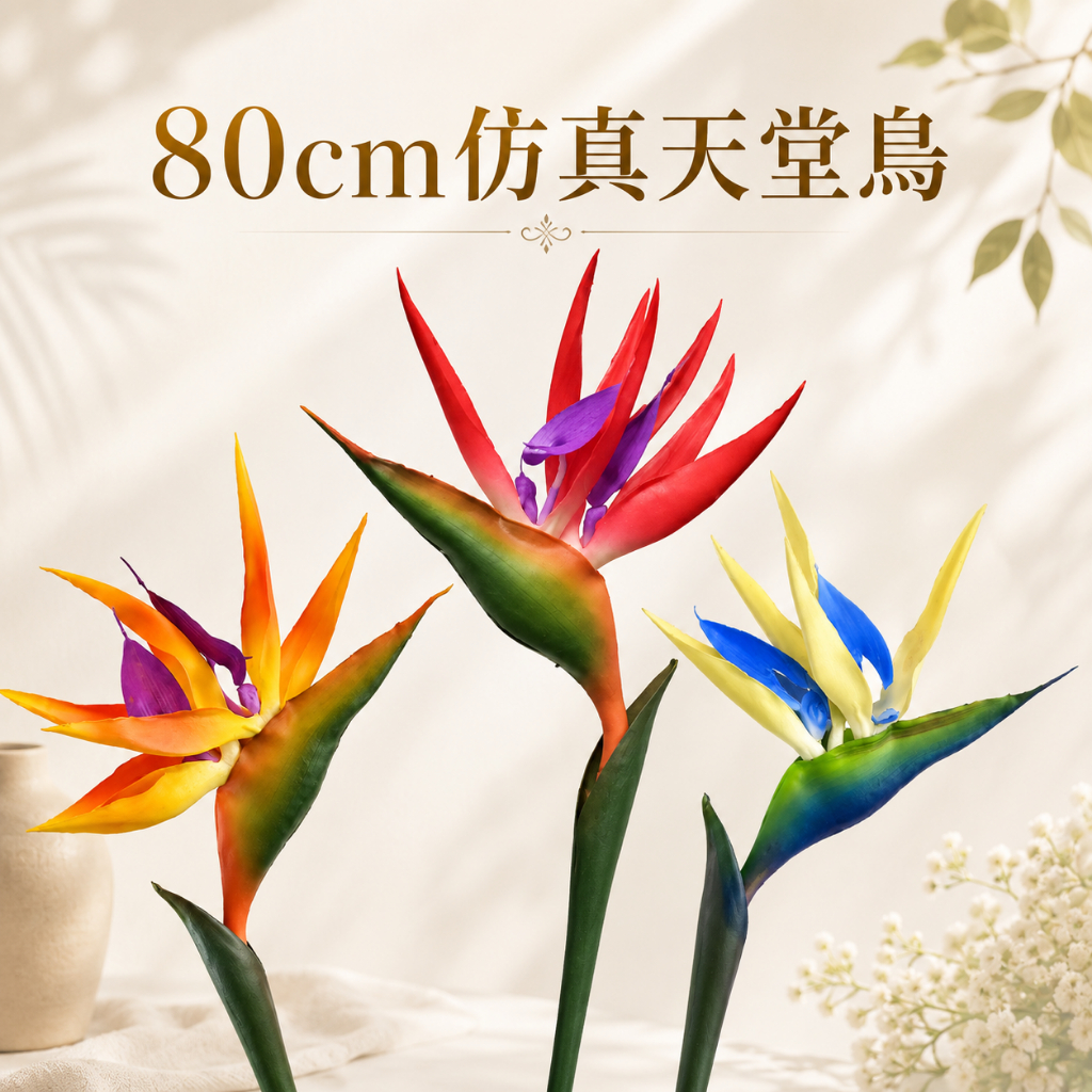 台灣現貨【非洲天堂鳥仿真花】80cm紅色黃色藍色大型花材 非洲天堂鳥, 仿真天堂鳥, 天堂鳥仿真花, 80cm仿真花