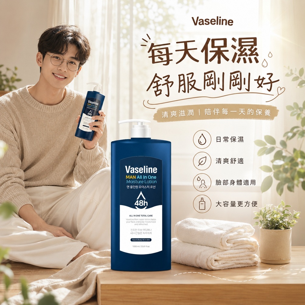 韓國 C2Y 凡士林 48h 男士保濕乳液 多效合一1L