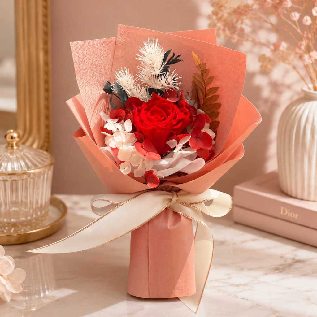 台灣現貨【25cm永生玫瑰花束】25cm永生玫瑰花束, 永生花束, 玫瑰花束, 復古紅玫瑰, 紫色玫瑰花束, 粉色玫瑰花