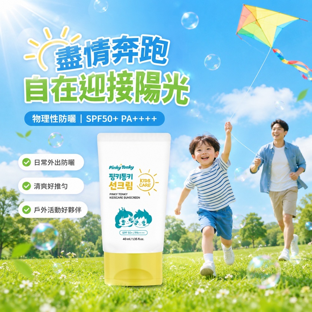 Pinky Tonky 兒童護理 物理性防曬霜 SPF50+ PA++++(40ml/(40mlx2盒) 兒童 防曬