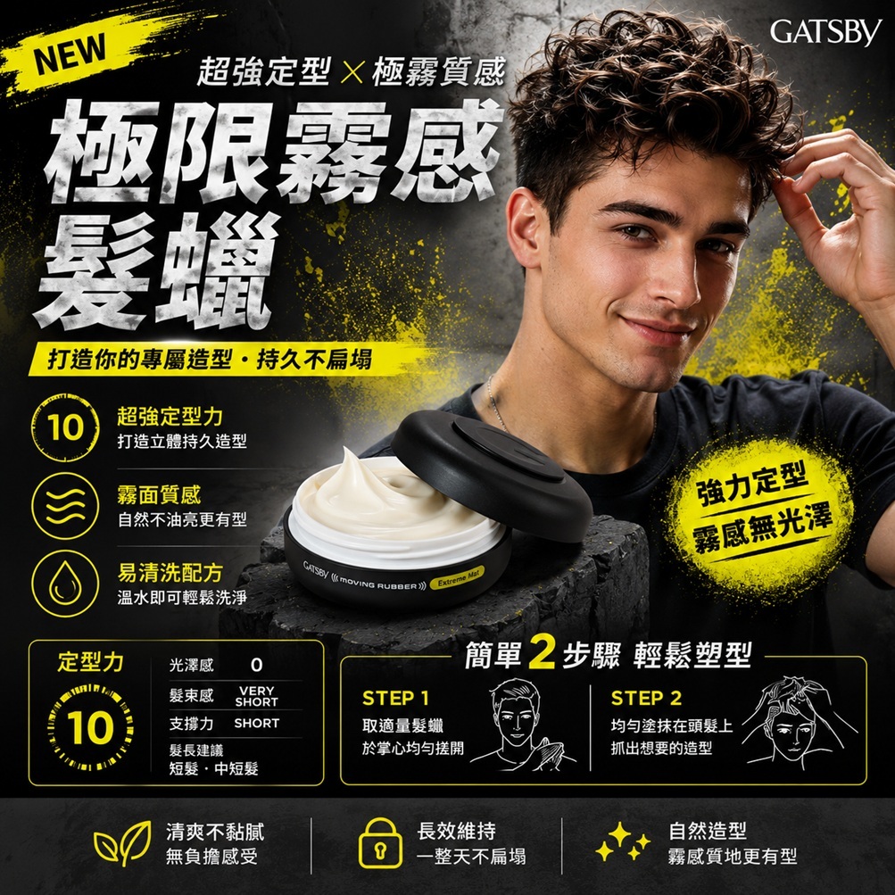 GATSBy Moving Rubber 極致霧面髮蠟(80g)