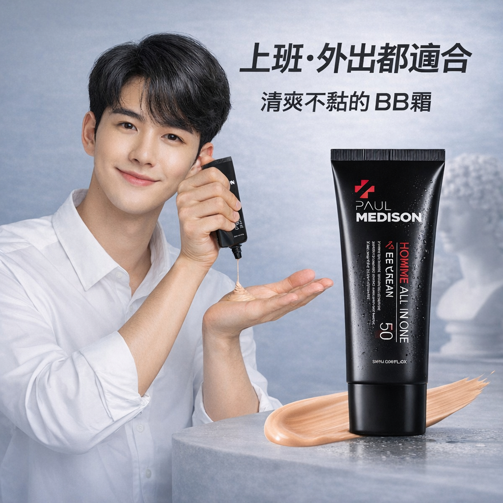 PAUL MEDISON 男士多效合一BB霜 SPF50+ PA+++ 60ml 自然修飾 潤色提亮 修飾膚色 清爽不黏