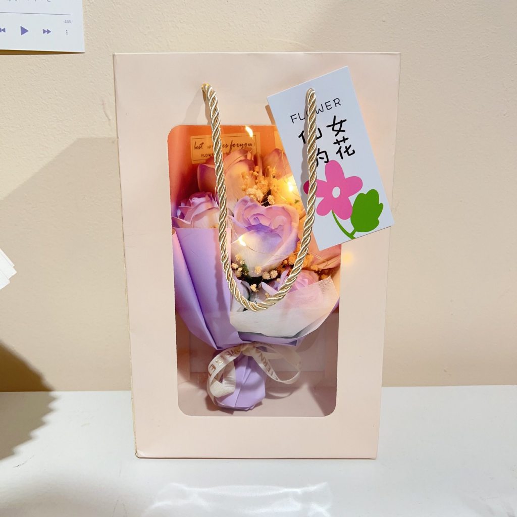 漸變紫玫瑰,純花束（無提袋／無燈串）