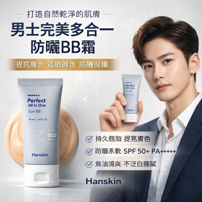 Hanskin 男士完美多合一防曬BB霜 SPF50+