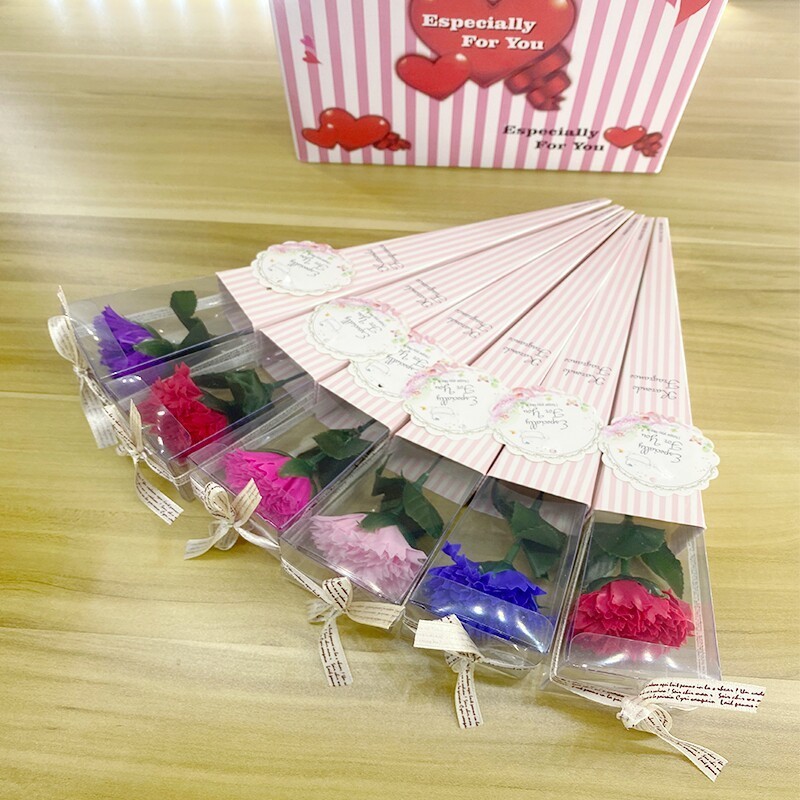台灣現貨【小方盒康乃馨】30cm單支康乃馨儀式感小花禮 母親節花束 生日禮物 感謝祝福 紅粉玫紅隨機色