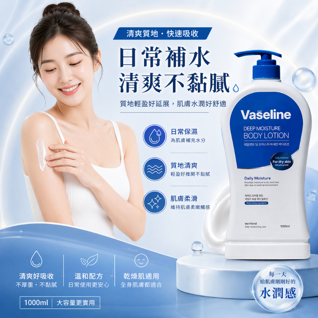 merhent Vaseline 凡士林日常保濕身體乳 1L