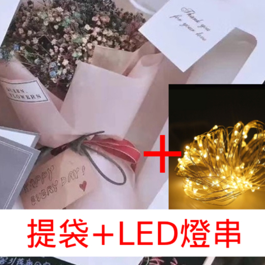 台灣現貨【透明提袋LED燈串組】防水燈串發光提袋DIY 禮物包裝花束玩偶提袋 生日聖誕情人節拍照佈置 情人節花束 送女友