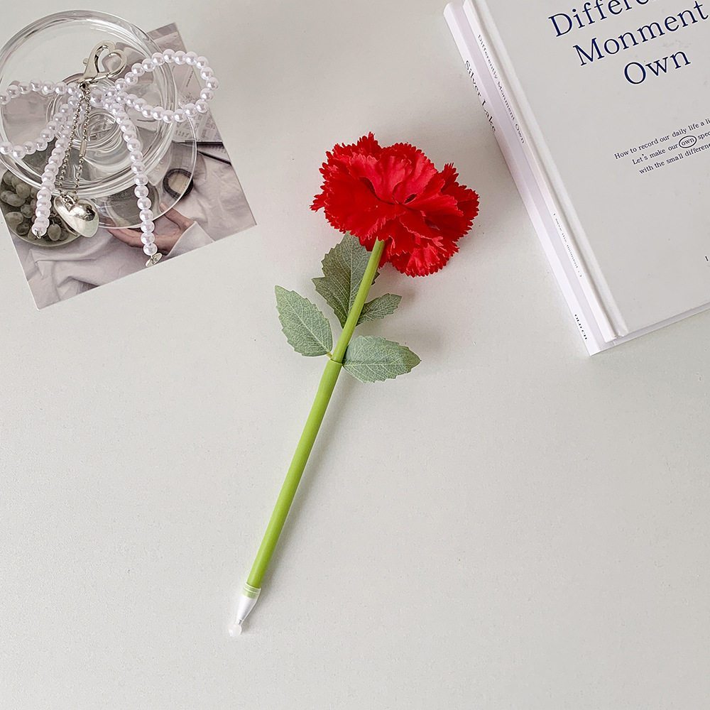 台灣現貨【康乃馨原子筆】25cm母親節生日送禮花禮實用小物 感謝祝福簽字筆 桌面擺飾 白粉玫紅大紅四色可選