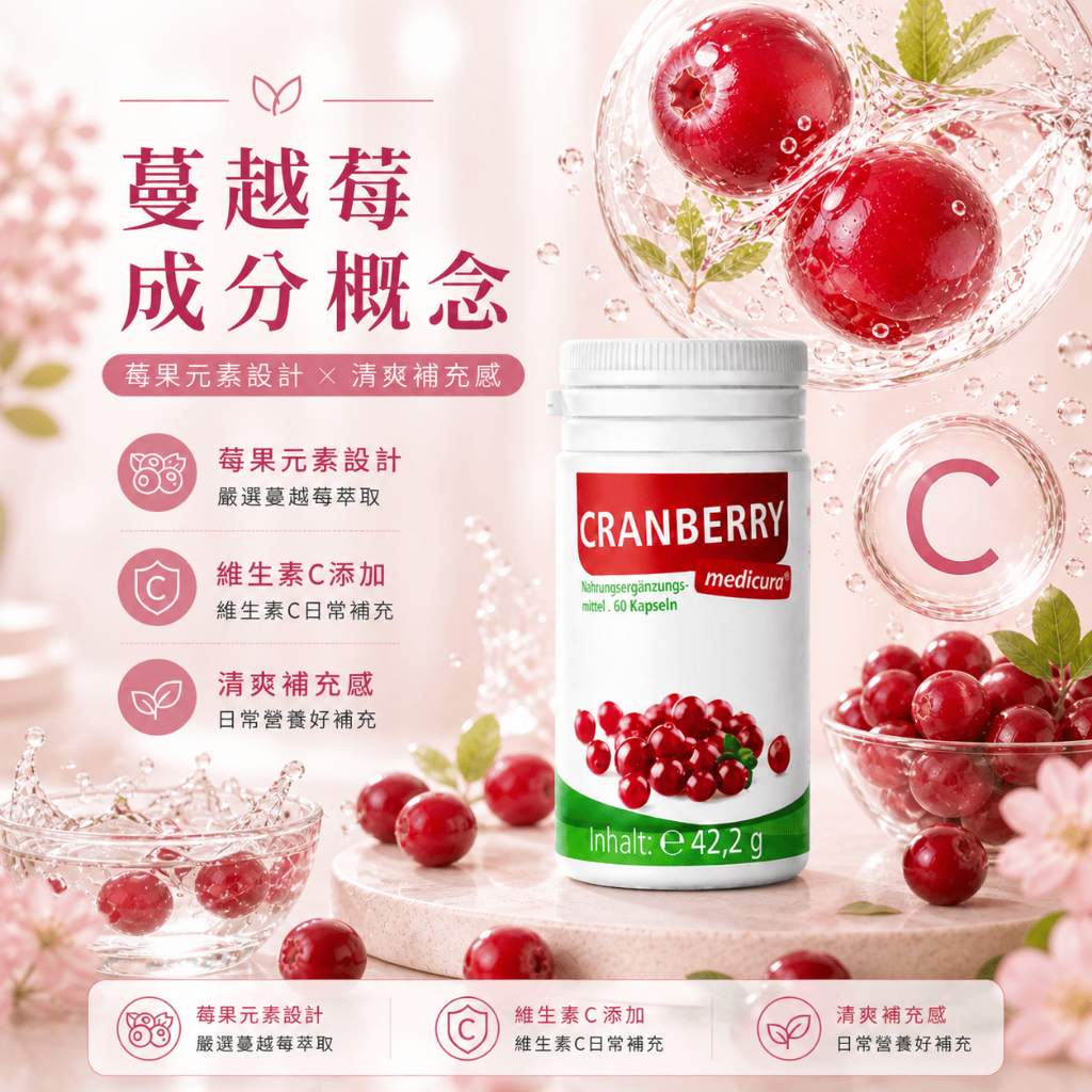 德國 Medicura 蔓越莓維生素C膠囊 60粒/罐