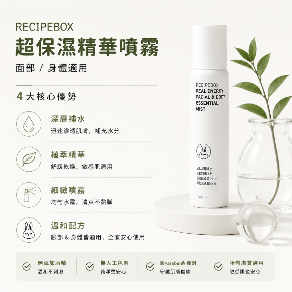 recipebox 韓兔 臉部/身體超保濕精華噴霧 150ml