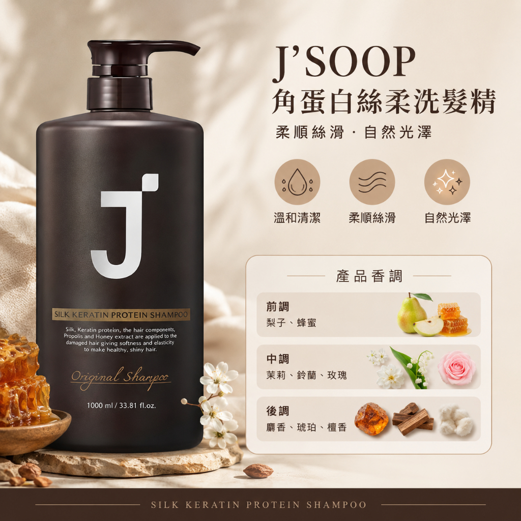 J'SOOP 角蛋白絲柔洗髮精 500ml／1000ml