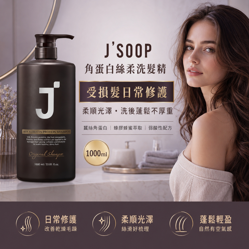 J'SOOP 角蛋白絲柔洗髮精 500ml／1000ml