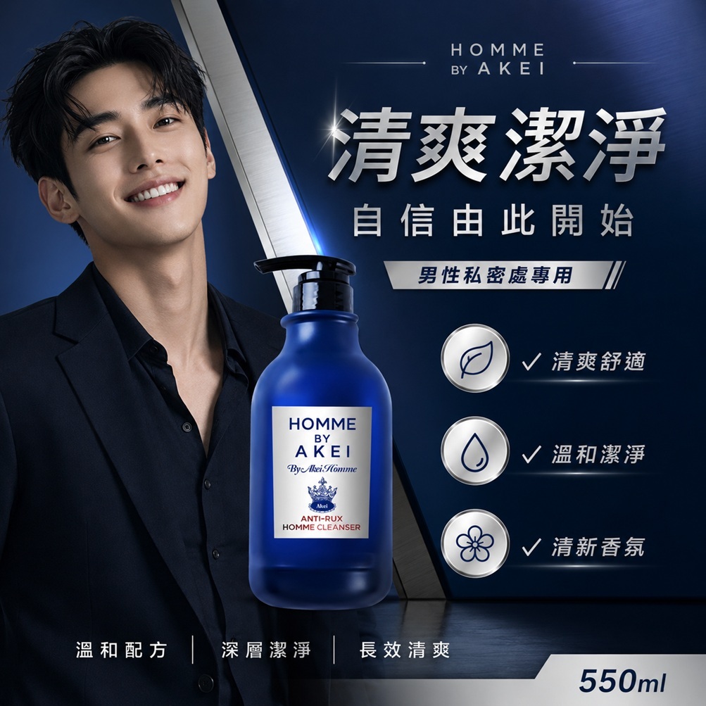 AKEI Homme Anti-Lux 多合一清涼男性私密處清潔液 550ml