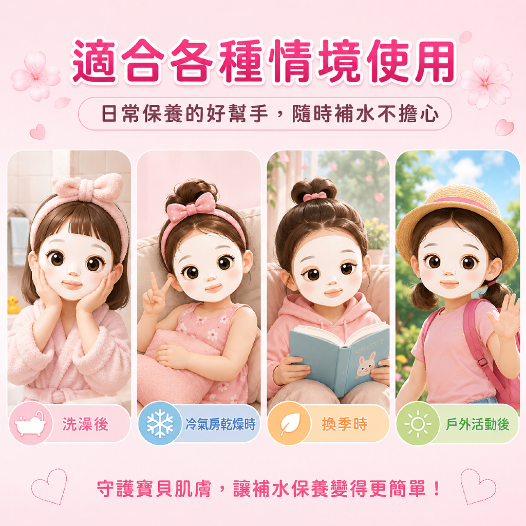 Tomini 水潤朋友兒童保濕面膜15g×5片／盒兒童保養 兒童護膚 兒童補水 兒童保濕 親子保養 韓國兒童面膜