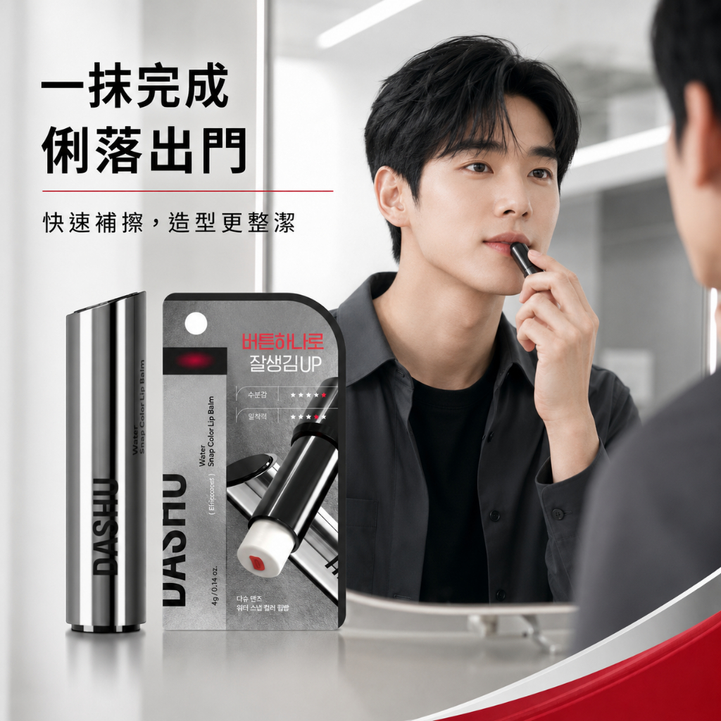 DASHU 男士水潤鎖水潤色護唇膏 紅色