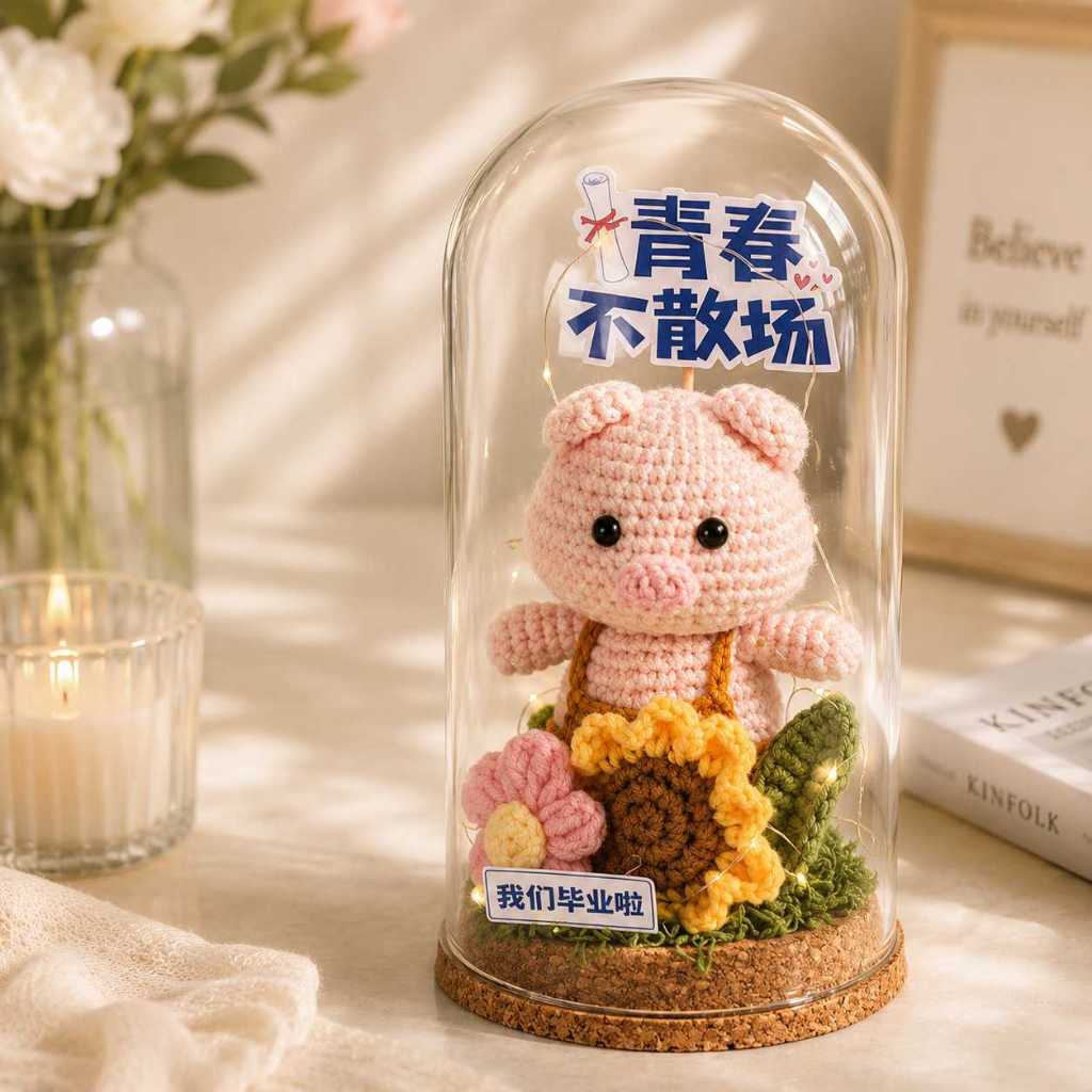 台灣現貨【20cm畢業生肖擺件】玻璃花罩, 玻璃罩, 畢業禮物, 畢業擺件, 生肖擺件, 生肖兔禮物, 生肖虎禮物