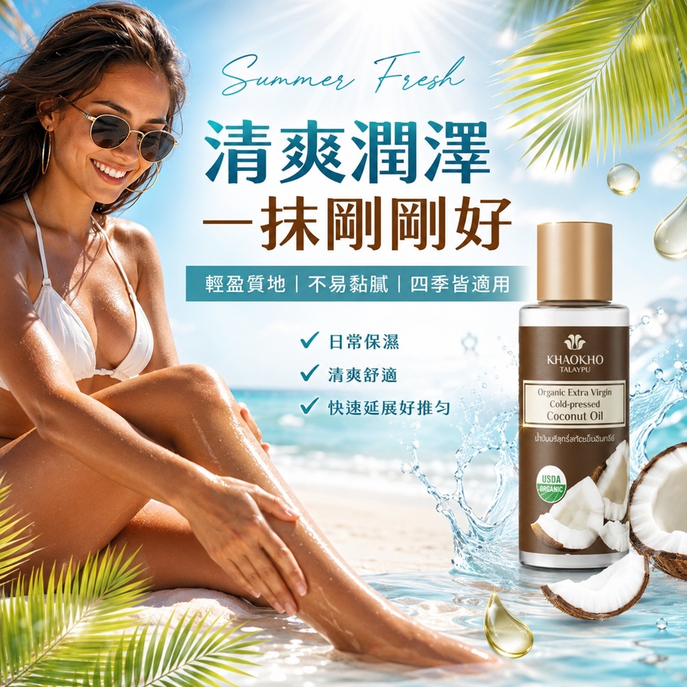 泰國 KHAOKHO TALAYPU 初榨椰子身體油 100ml