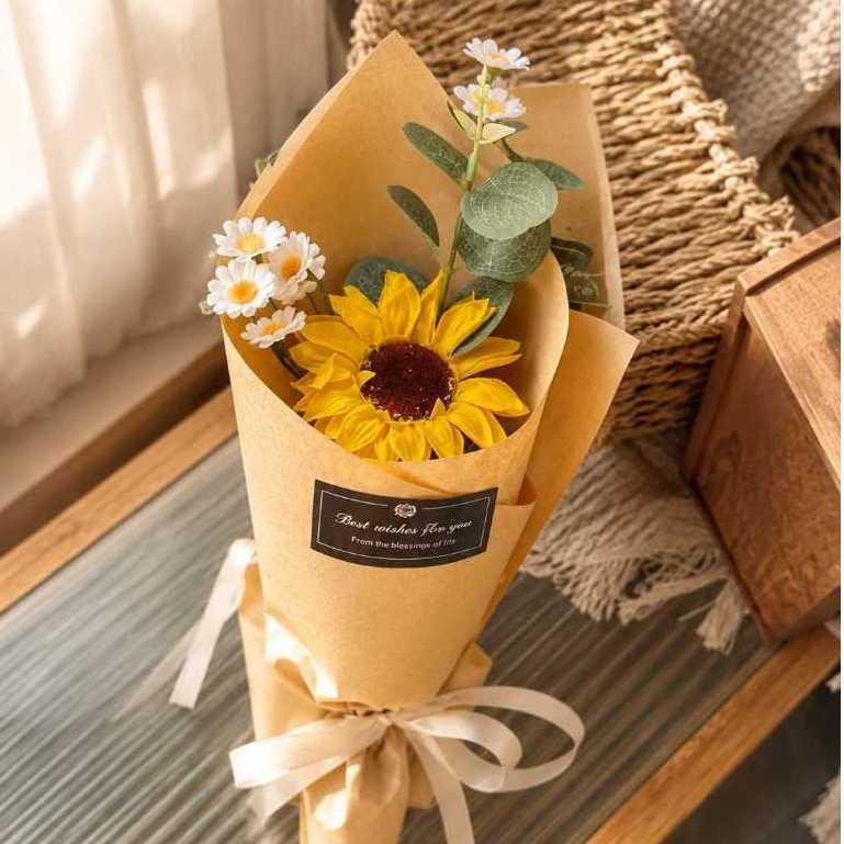 台灣現貨【香皂向日葵花束】30cm香皂向日葵花束, 30cm向日葵花束, 單朵向日葵花束, 3朵向日葵花束, 向日葵玫