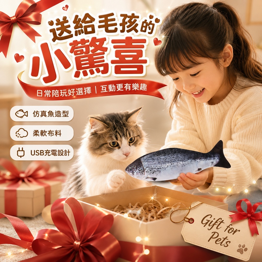 DING DONG 叮咚寵物 會動白鮭魚貓玩具