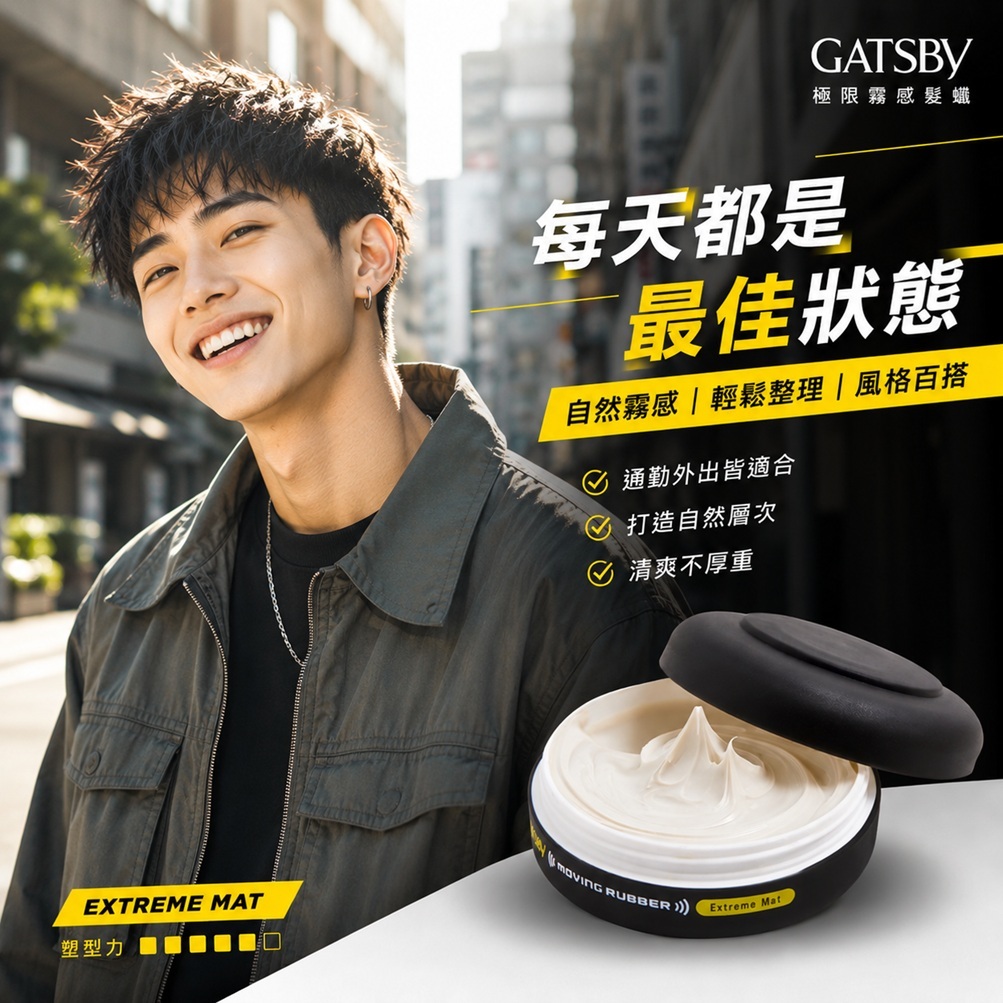 GATSBy Moving Rubber 極致霧面髮蠟(80g)